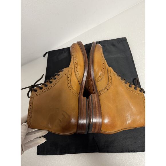 Grenson Brogue Boots Mens Size 9.5 G Tan Leather Wingtip England Dress Shoes - Picture 7 of 12